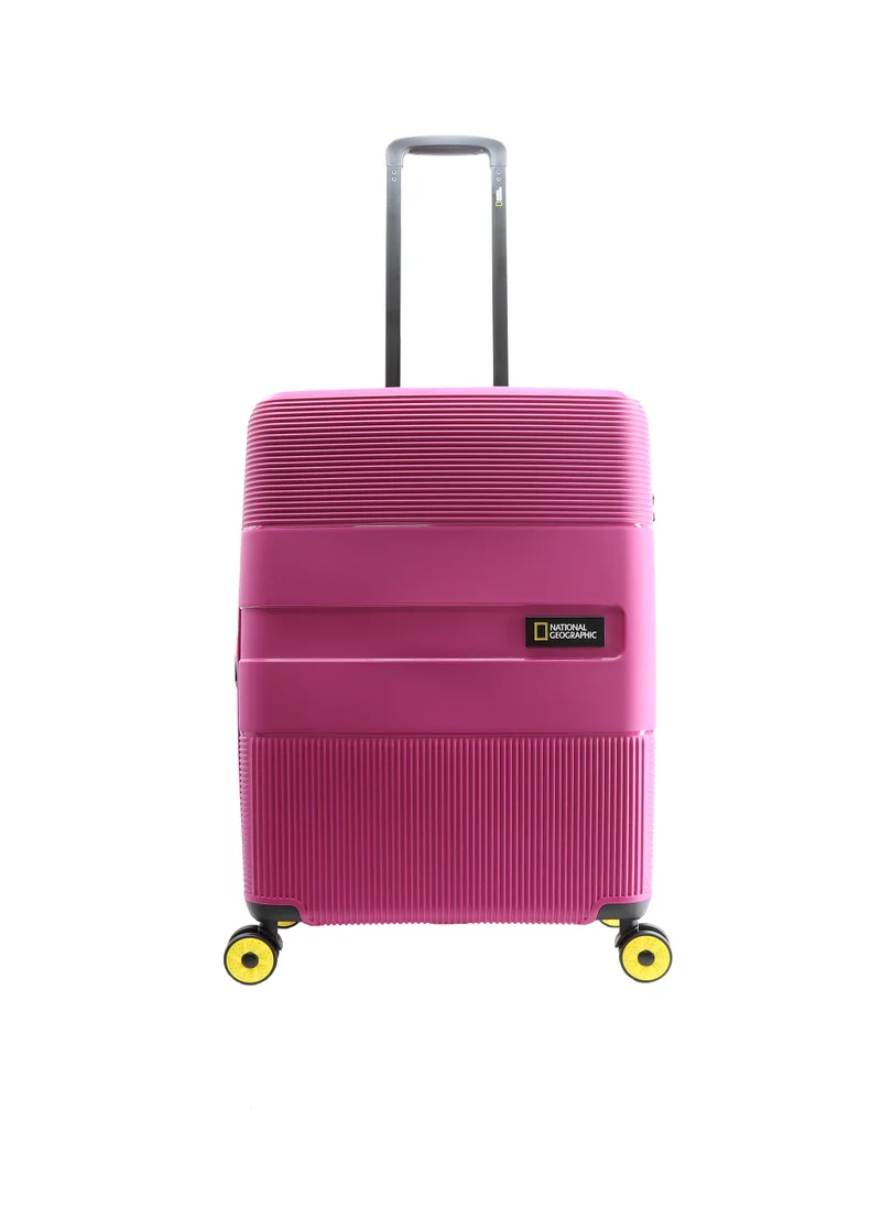 ناشيونال چيوغرافيك National Geographic Cavern Check-In Medium PP Hardside Luggage Fuchsia Pink, Durable/ Unbreakable/ Lightweight/ Anit-theft Zipper/ 4 Double Wheel TSA Lock Suitcase Trolley Bag (60 cm/ 24 Inch).