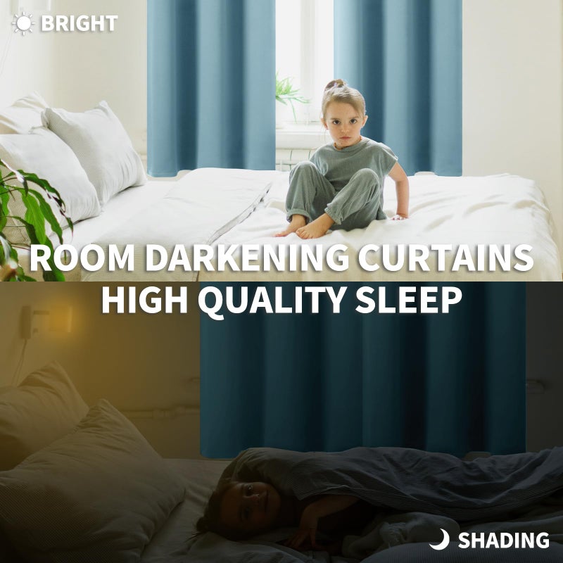 BGment Room Darkening Curtains 45 Inches Long - Grommet Thermal Insulated Drapes Window Treatment Curtains for Bedroom, 2 Panels, 38 x 45 Inch, Greyish Blue - Image 4