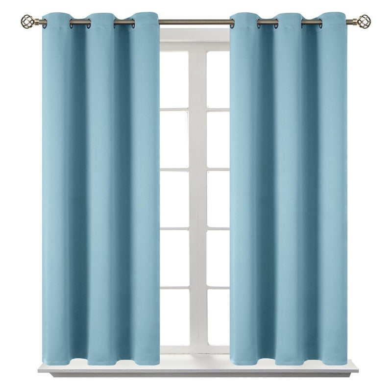 BGment Room Darkening Curtains 45 Inches Long - Grommet Thermal Insulated Drapes Window Treatment Curtains for Bedroom, 2 Panels, 38 x 45 Inch, Greyish Blue - Image 1