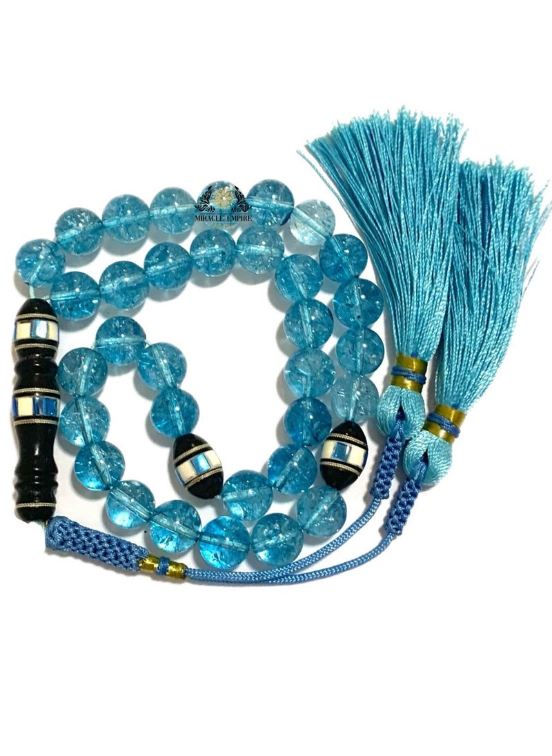 Miracle Empire - Misbaha 33 Beads Tashib Sky Blue Kook Prayer Beads Men Accessories Islamic Gift Tesbih - Image 1