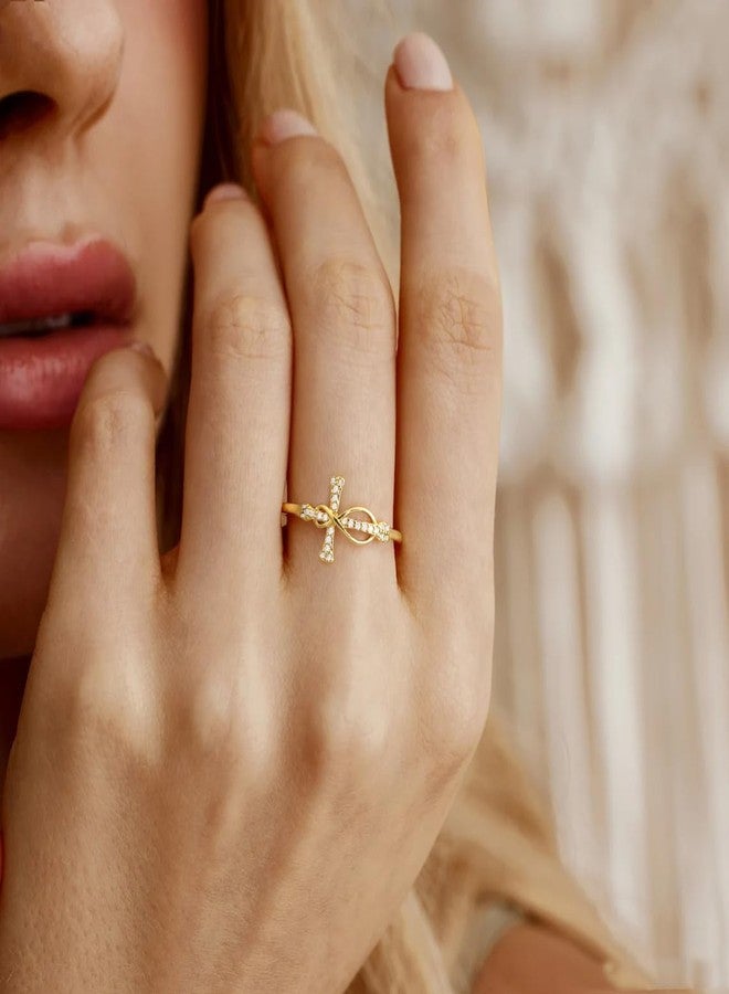 Btysun Cross Rings for Women, Easter Basket Stuffers Christian Gifts for Women Open Gold Plated Rings Stocking Stuffers for Her Teens Catholic Bible Ring Religious Faith Based Gifts Christmas Confirmation Jewelry - Image 2
