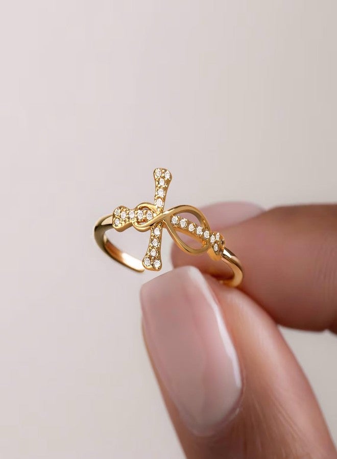 Btysun Cross Rings for Women, Easter Basket Stuffers Christian Gifts for Women Open Gold Plated Rings Stocking Stuffers for Her Teens Catholic Bible Ring Religious Faith Based Gifts Christmas Confirmation Jewelry - Image 4