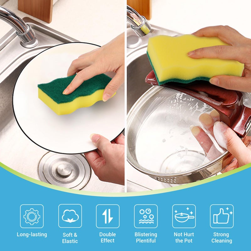 AIDEA Sponges Kitchen, 50 Pack Heavy Duty Dish Sponge, Cleaning Dish Scrubber Sponge for Home and Kitchen, Stink-Free Cleaning Supplies for Pots, Pans - Image 2