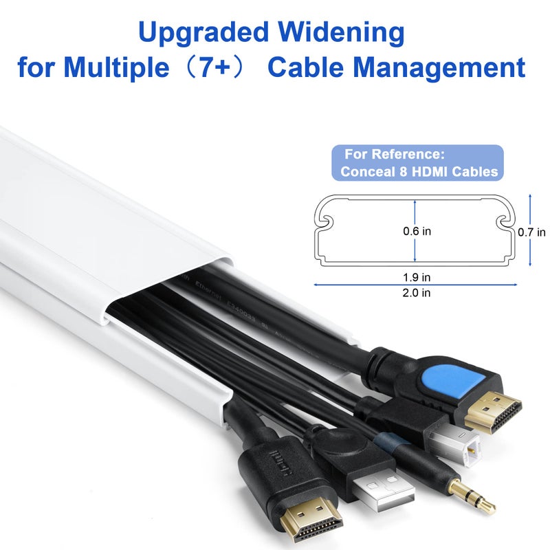 ZhiYo 34in TV Cord Hider for Wall Mounted TV, Large Cord Cover Wall, PVC Cable Management Raceway Kit, Wire Hider for Wall, White Wire Concealer 2 xL17in, W2in xH0.7in - Image 2