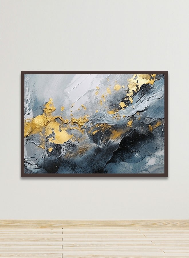 ماركتنا لوحة جدارية قماشية فنية لتزيين الحائط بتصميم تجريدي مع برواز بني مجوف مقاس 120x80سم قطعة واحدة - Image 1