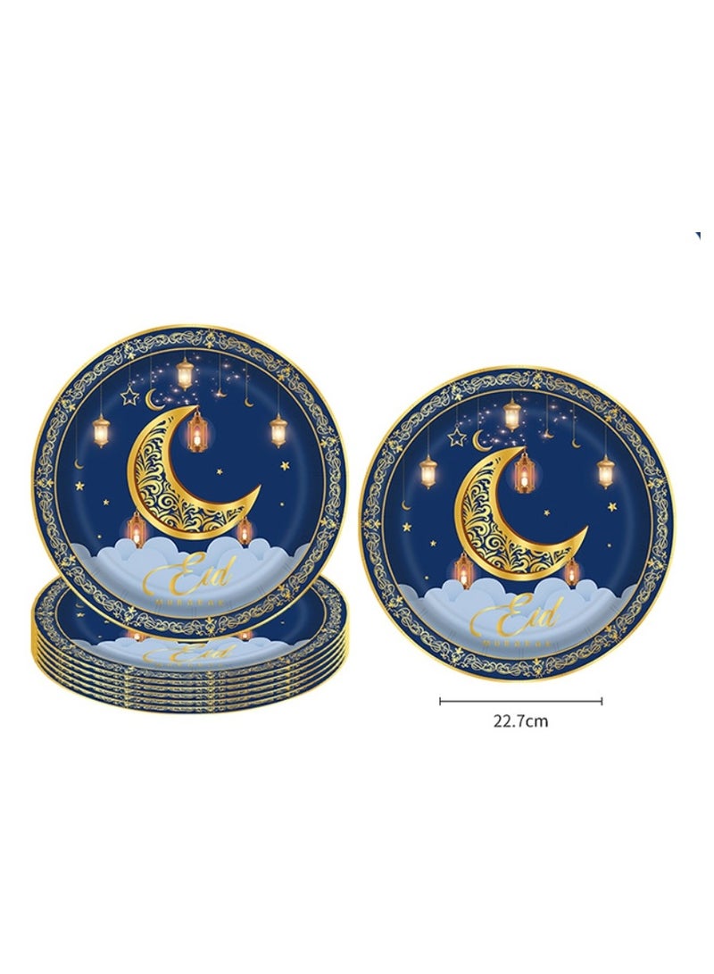 Y&D Eid Mubarak Disposable Paper Plates Napkins Cups Tablecloth tableware Set - Image 2