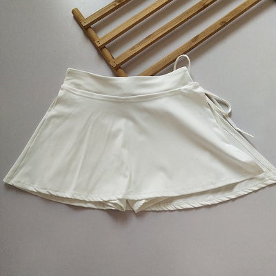 Generic Naked Fake Two-piece Side Split Fitness Pants Quick-drying Sports Shorts Womens Tennis Short Skirt Anti-light Running Pants Summer White