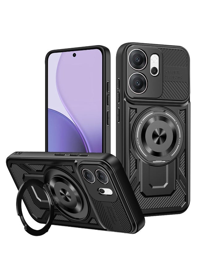 جراب وغطاء حماية مقاوم للصدمات وحمايه للكاميرا ومتوافق مع Oppo Reno 14F (أسود) - Image 1