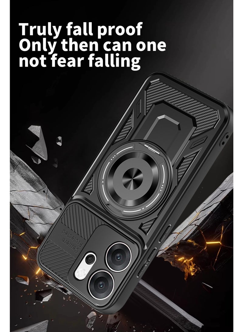 جراب وغطاء حماية مقاوم للصدمات وحمايه للكاميرا ومتوافق مع Oppo Reno 14F (أسود) - Image 4