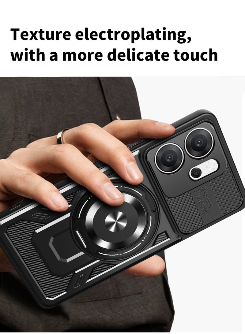 جراب وغطاء حماية مقاوم للصدمات وحمايه للكاميرا ومتوافق مع Oppo Reno 14F (أسود) - Image 5