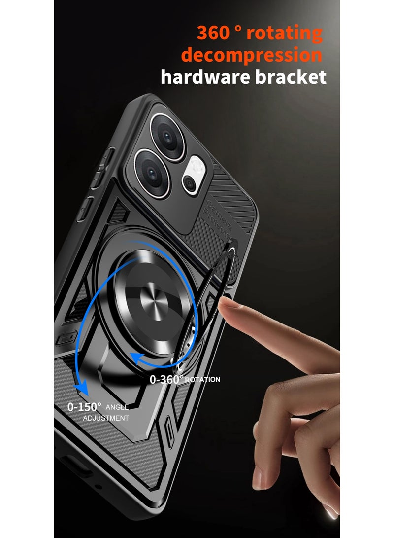 جراب وغطاء حماية مقاوم للصدمات وحمايه للكاميرا ومتوافق مع Oppo Reno 14F (أسود) - Image 3