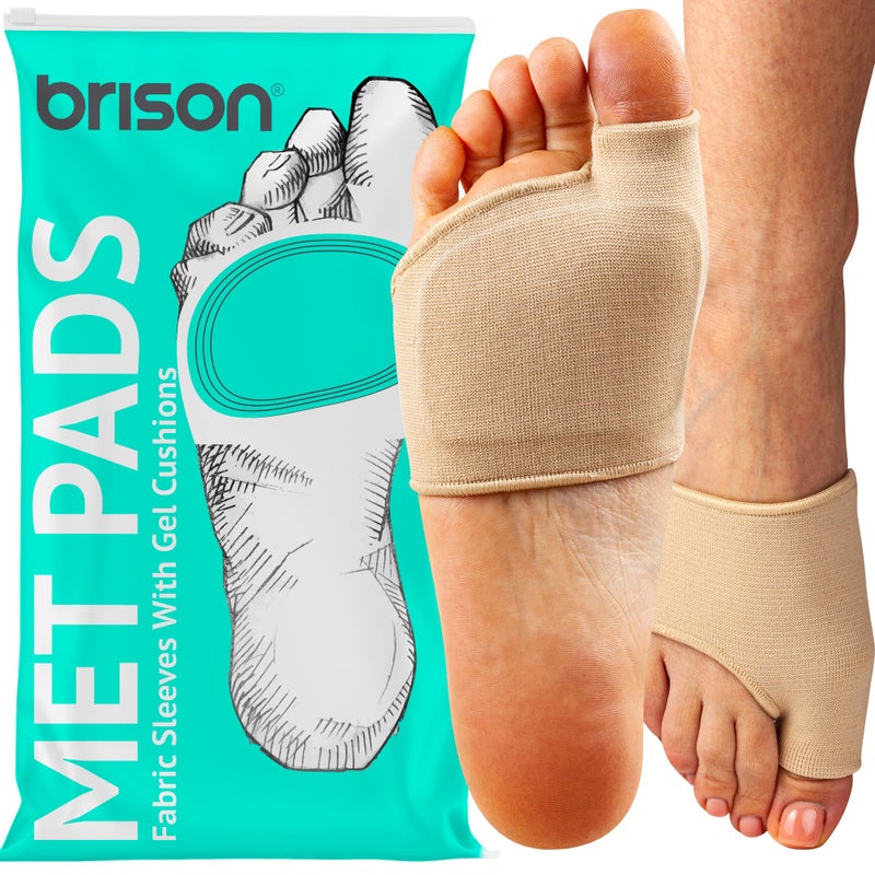 BRISON Metatarsal Pads for Women and Men Ball of Foot Cushion Gel Sleeves Cushions Pad Fabric Soft Socks for Supports Feet Pain Relief 2 Pairs M Men 7595 Women 911