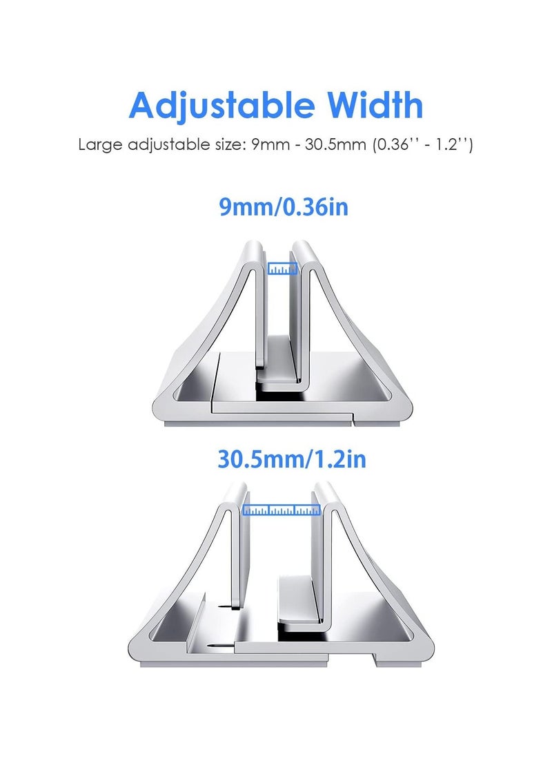 Aluminum Space Saving Vertical Desktop Stand Compatible for MacBook Air Pro 13 15 MacBook 12 iPad Pro 12.9 Surface Book Chromebook and 11 to 17 inch Laptops Silver