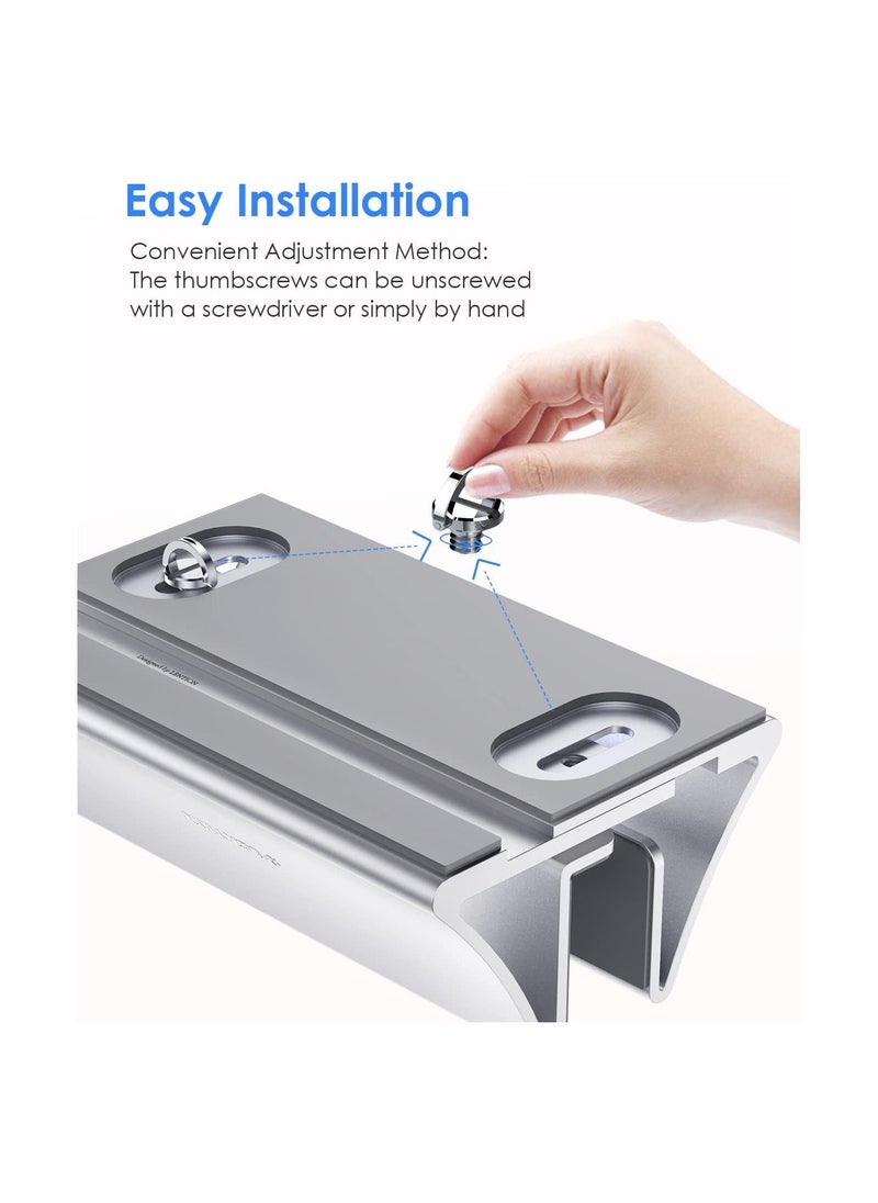 Aluminum Space Saving Vertical Desktop Stand Compatible for MacBook Air Pro 13 15 MacBook 12 iPad Pro 12.9 Surface Book Chromebook and 11 to 17 inch Laptops Silver