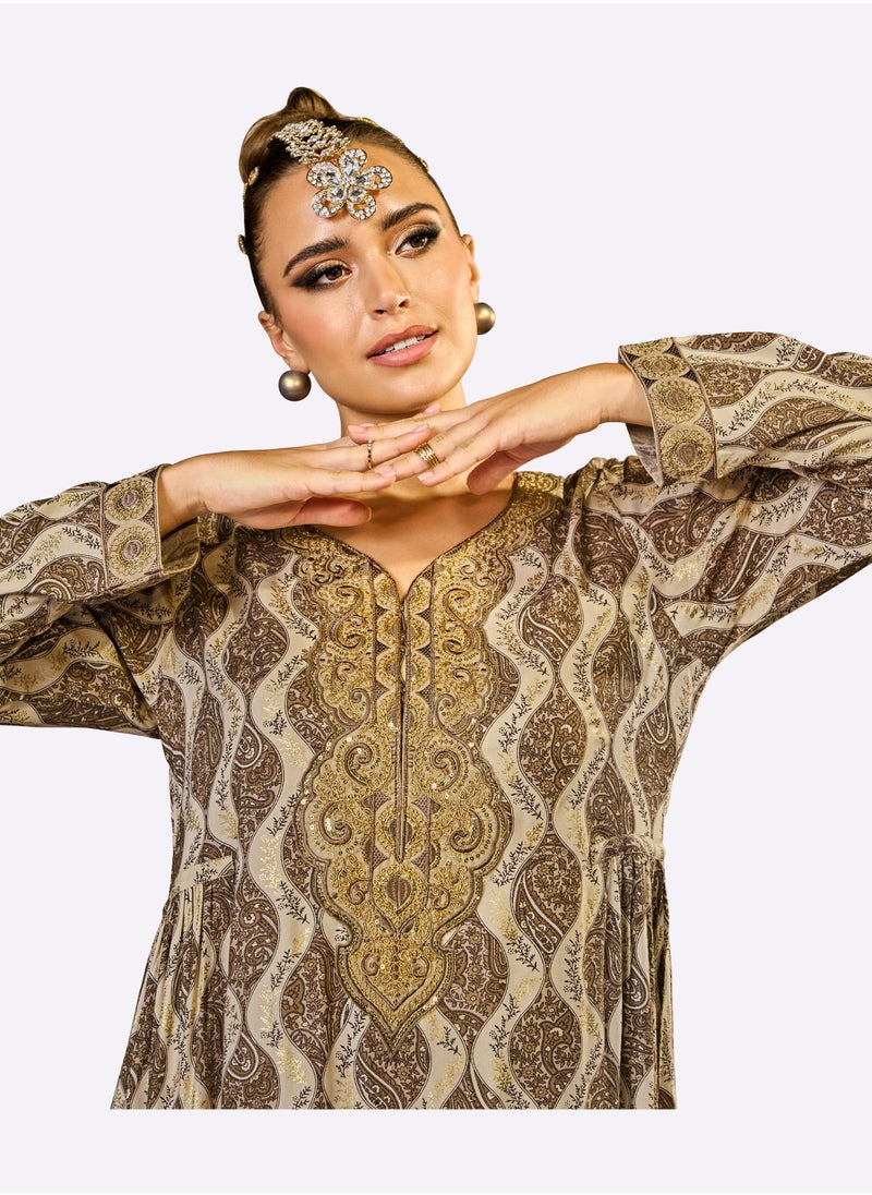 Sara Arabia - Sara Arabia Retro Fret Vine Jalabiya - Image 1