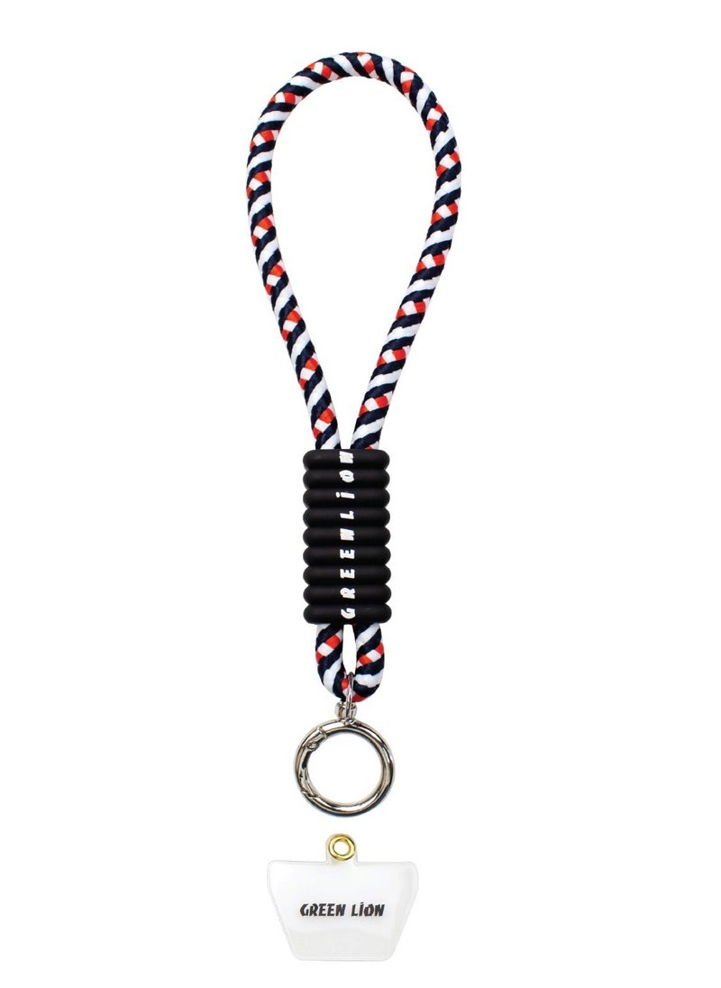GREEN LION - Hand Wrist Strap Zinc Alloy Spring Ring 40cm / Mobile Phone Compatible / Hands-Free Convenience / Tangle-Free / Soft and Durable Wrist Band / Safe and Secure Phone Grip - Blue/Red/White - Image 1