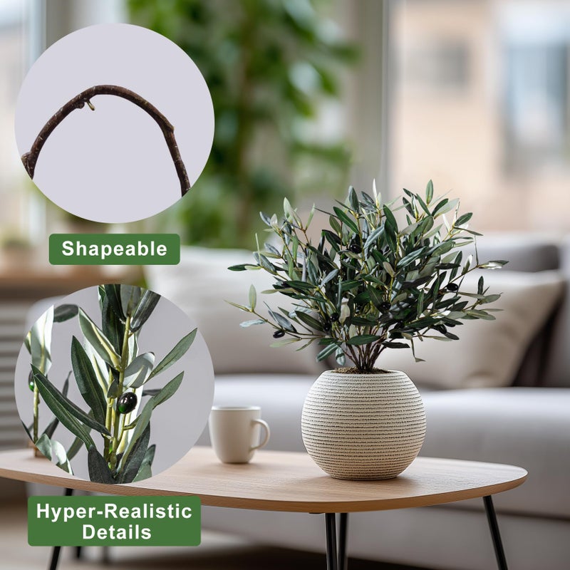 Bailikang 8Pcs Premium Artificial Olive Branches For Vases - Realistic Pu & Silk Faux Greenery Stems  3 Sizes  Bendable Wire Stems  Low Maintenance Home/Office/Holiday Decor(No Vase - Image 4