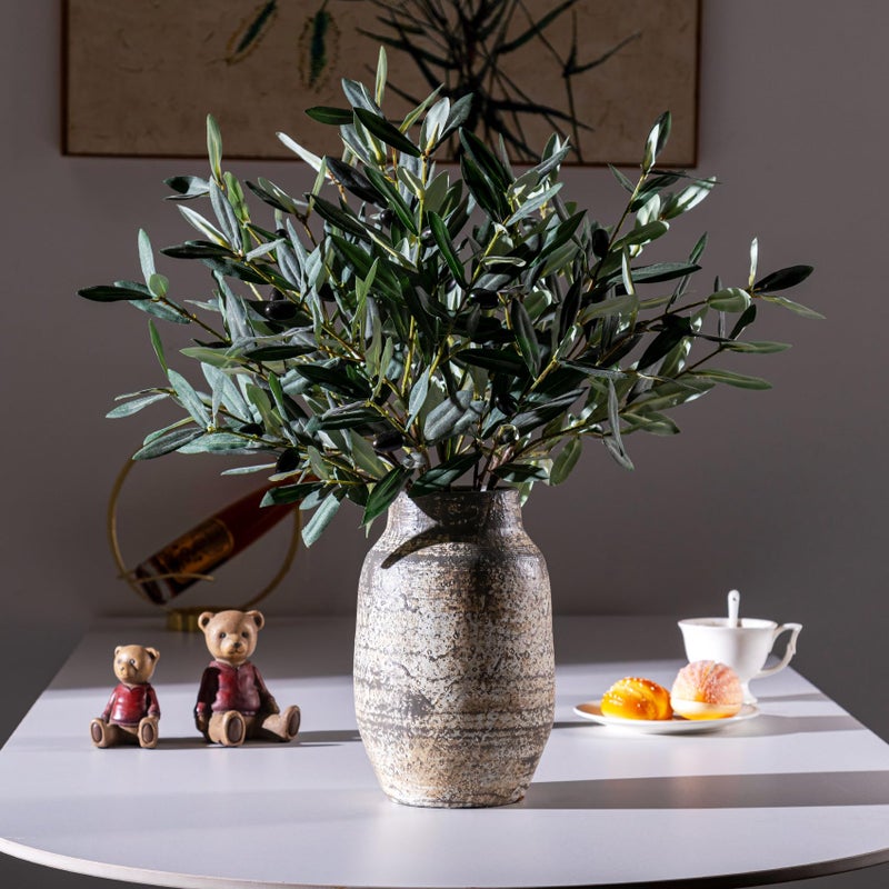 Bailikang 8Pcs Premium Artificial Olive Branches For Vases - Realistic Pu & Silk Faux Greenery Stems  3 Sizes  Bendable Wire Stems  Low Maintenance Home/Office/Holiday Decor(No Vase - Image 3