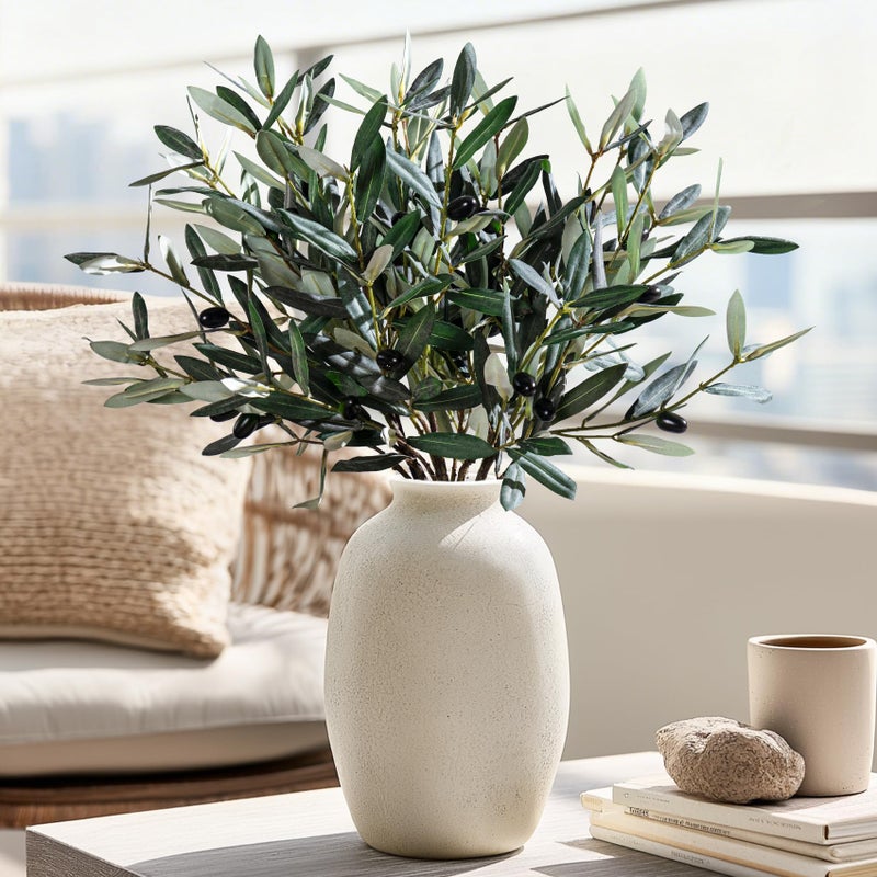 Bailikang 8Pcs Premium Artificial Olive Branches For Vases - Realistic Pu & Silk Faux Greenery Stems  3 Sizes  Bendable Wire Stems  Low Maintenance Home/Office/Holiday Decor(No Vase - Image 2
