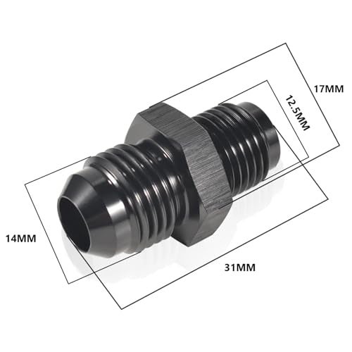 STPCTOU 6AN Male Flare to 12 x 20 Inverted Straight Hose Fitting Aluminum Fitting Adapter Connector Black Anodized Surface Fuel FittingPack of 2 - Image 3