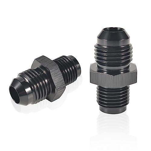 STPCTOU 6AN Male Flare to 12 x 20 Inverted Straight Hose Fitting Aluminum Fitting Adapter Connector Black Anodized Surface Fuel FittingPack of 2 - Image 1
