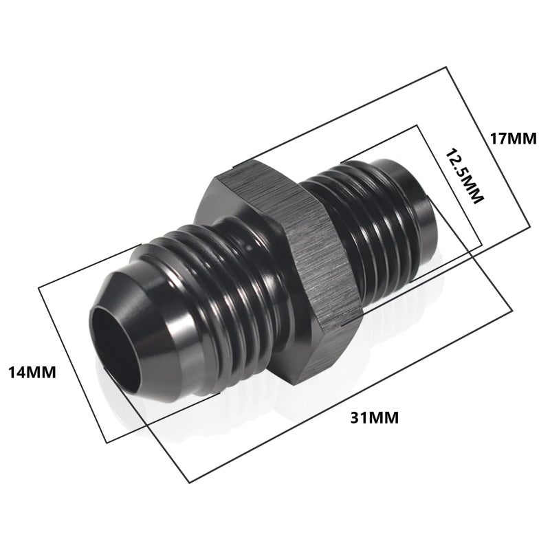 STPCTOU 6AN Male Flare to 12 x 20 Inverted Straight Hose Fitting Aluminum Fitting Adapter Connector Black Anodized Surface Fuel FittingPack of 2 - Image 4
