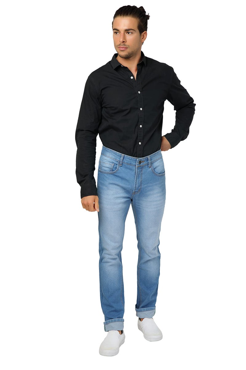 Ben Martin Men's Slim Fit Stretchable 38 Size Light Blue Cotton Denim Jeans Pant for Men, JJ3-11 - Image 5
