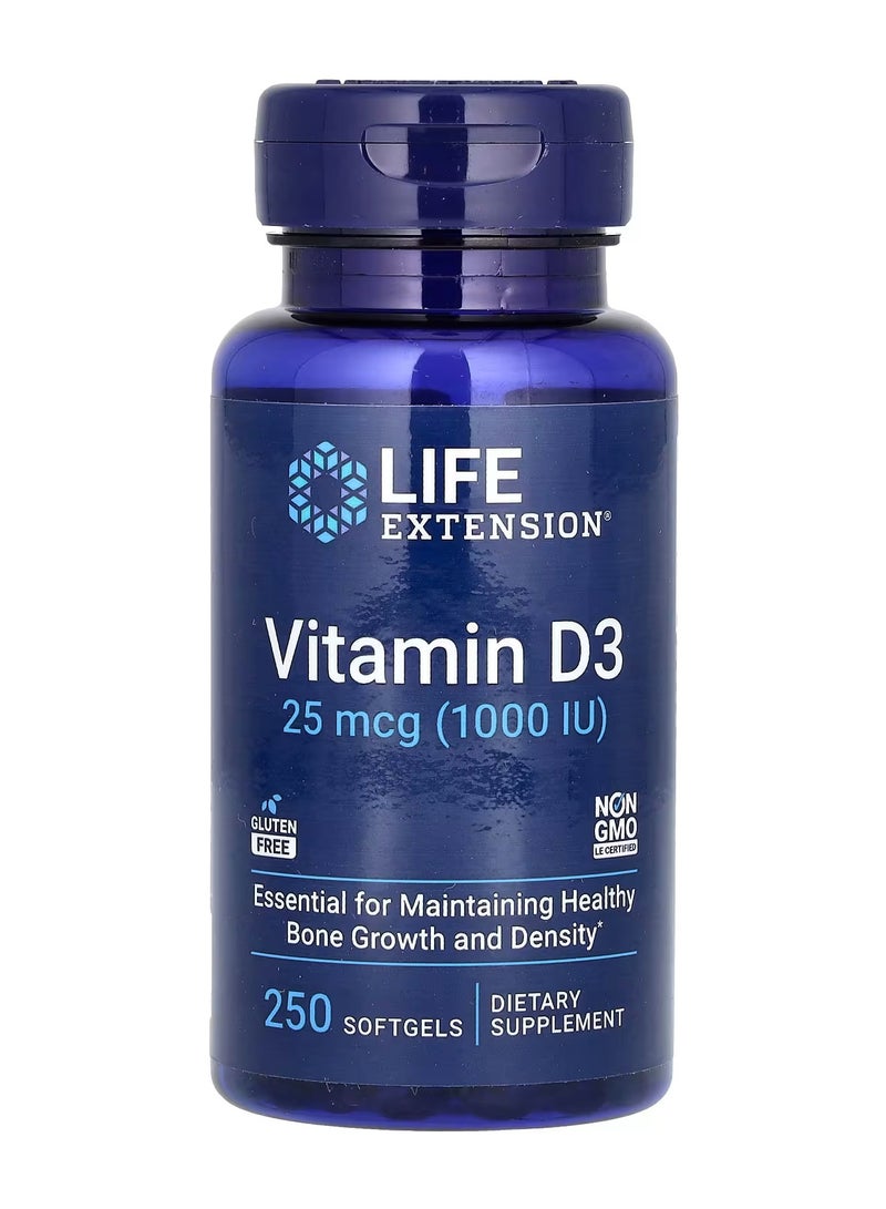 لايف إكستنشن فيتامين د 3 25 مكجم 1,000 وحدة دولية 250 كبسولة هلامية - Image 1