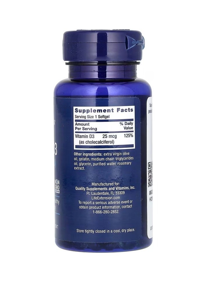 لايف إكستنشن فيتامين د 3 25 مكجم 1,000 وحدة دولية 250 كبسولة هلامية - Image 2