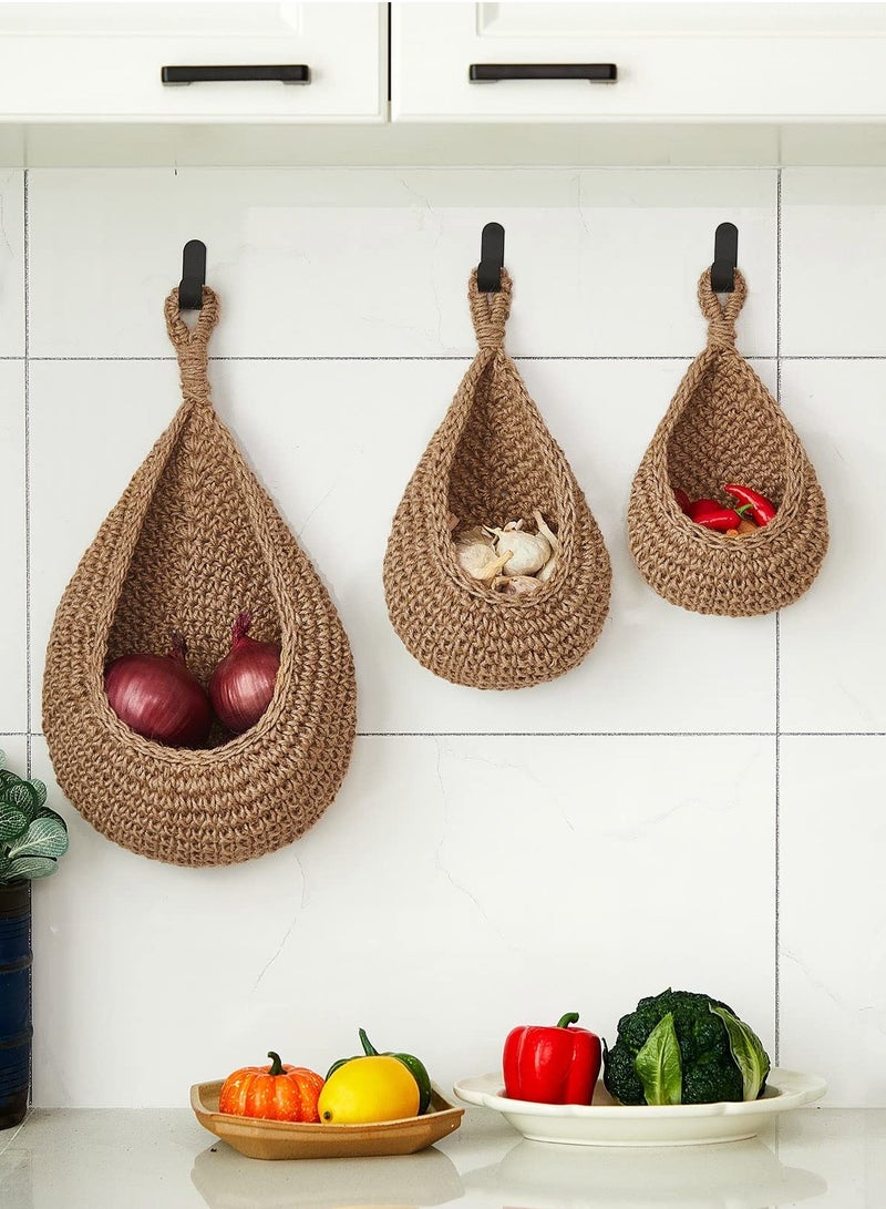 SOLARAE Boho Wall Hanging Fruit and Vegetable Baskets for Kitchen Storage, Woven Wall Baskets for Organizing Tomatoes, Potatoes, and Onions - Stylish and Functional Kitchen Decor. - Image 4