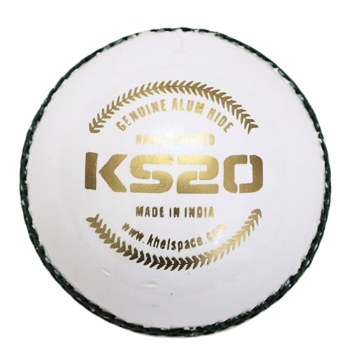 KHELSPACE KS-20 Leather White Cricket Ball | Hand-Stitched | Professional Grade | Ideal for Day/Night Matches, Practice & Tournaments (1) - Image 2