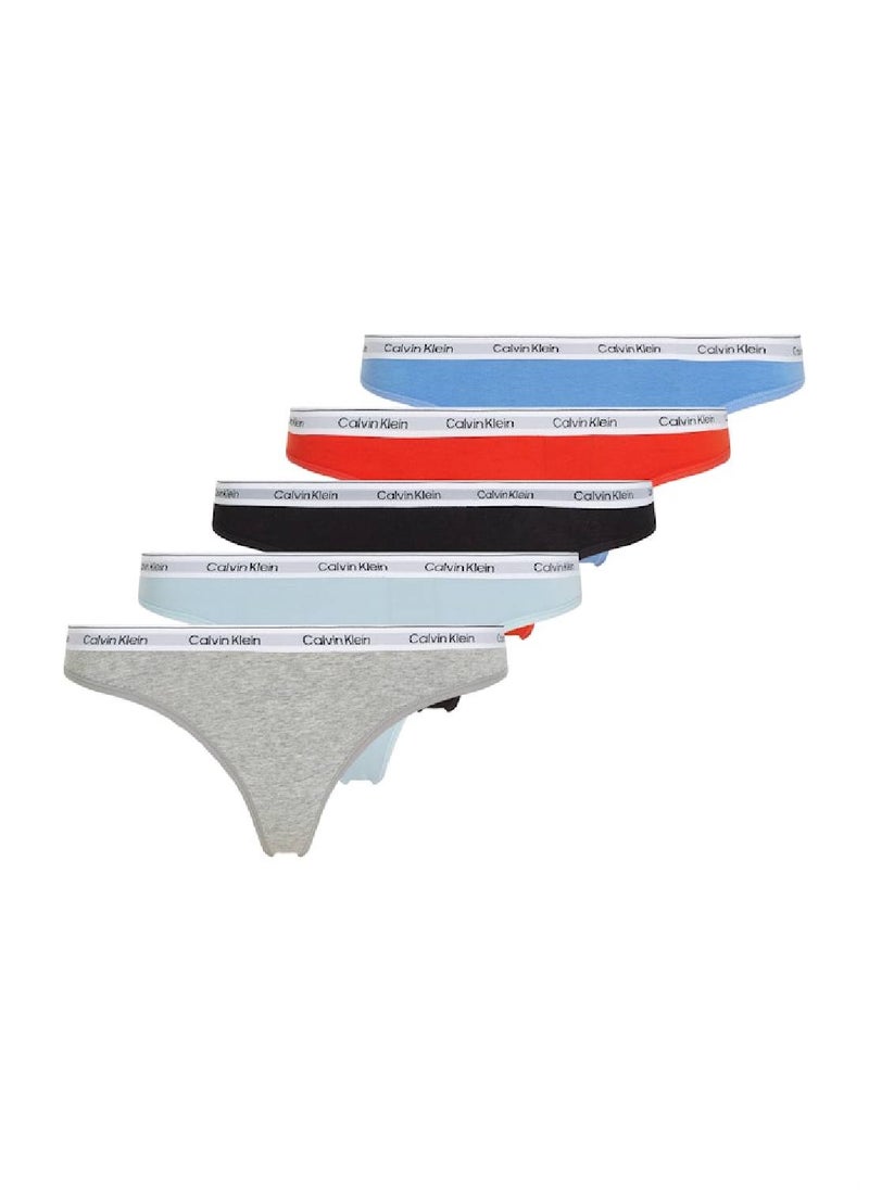 CALVIN KLEIN Women's 5 Pack Low Rise Thongs - Cotton, Multicolour  - Image 1