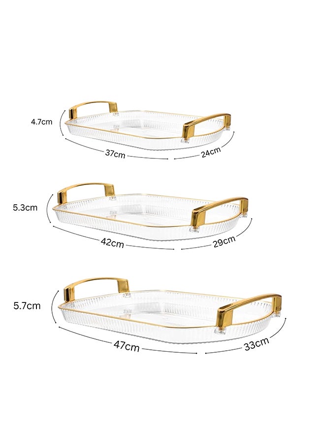 Feelings FEELINGS Luxury Serving Tray Set, 3 Pieces, Large Size – Serving Tray with Handles for Snacks, Fruits, and Condiments  - Image 2