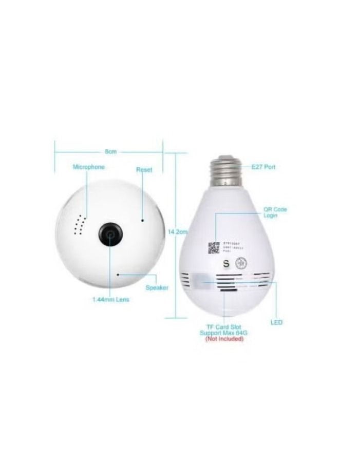Generic - 360-Degree Fisheye Panoramic Wireless Surveillance Camera With LED Bulb Security - Image 1