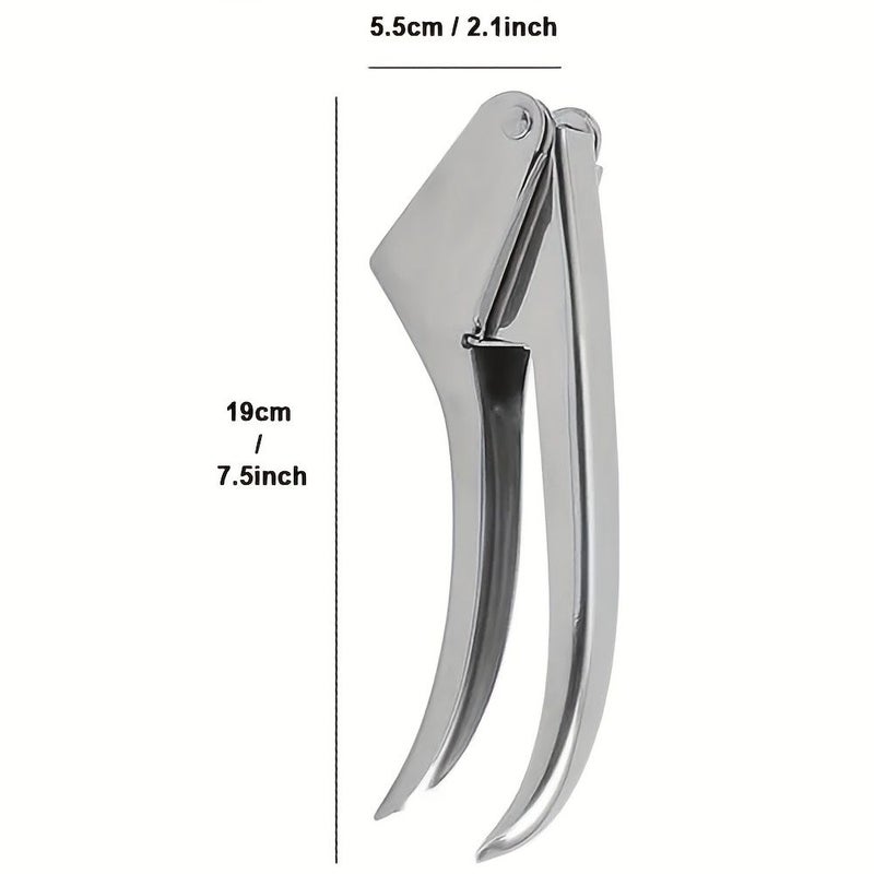 Stainless Steel Garlic Press Silvery Kitchen Ginger Juicer Tool - Image 3
