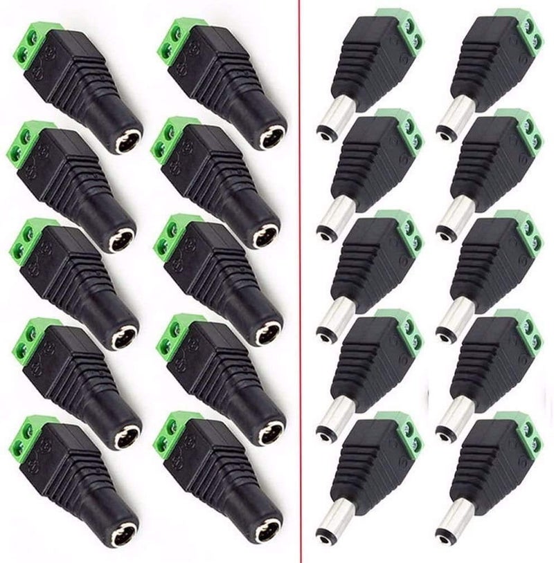 REES52 REES52 10Pair Male Female 5.5 X 2.1mm DC Power Plug CCTV 12V Power Terminal Connector - Image 1
