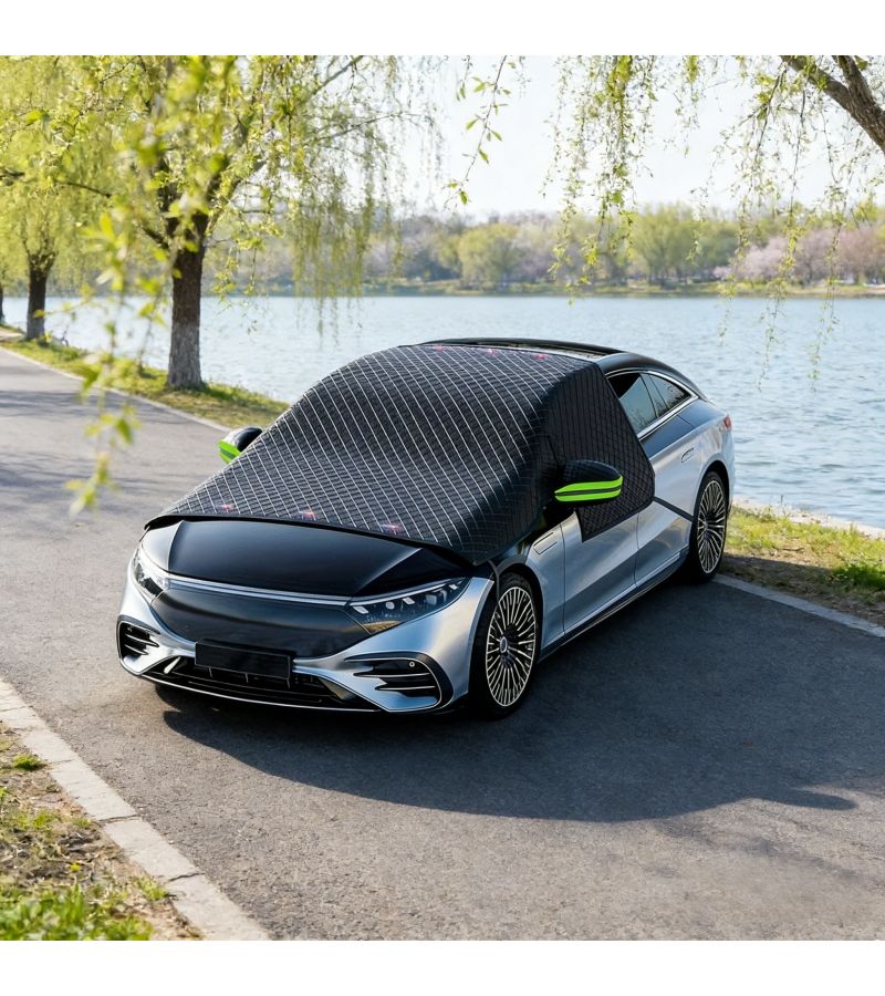 Magnetic Computer Car Sun Shades Green Reflective Strips Universal For Sedans SUVs - Image 3