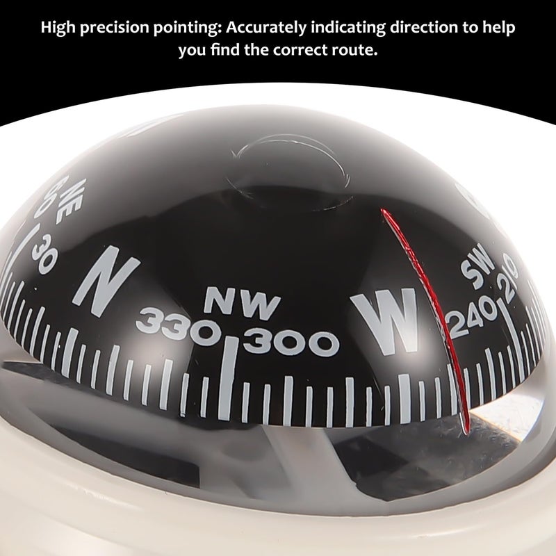 White Car Dashboard Compass Ball Mount For Vehicle Marine Navigation Outdoor Use - Image 4