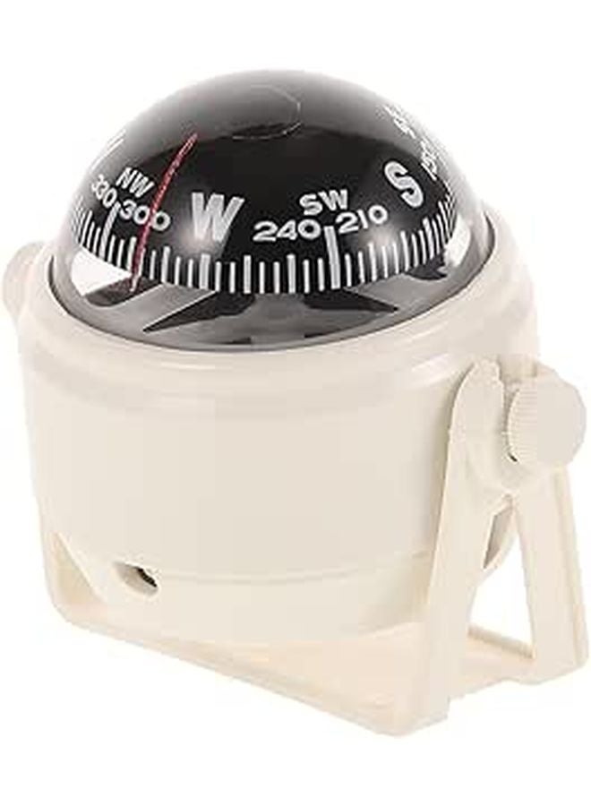 White Car Dashboard Compass Ball Mount For Vehicle Marine Navigation Outdoor Use - Image 1