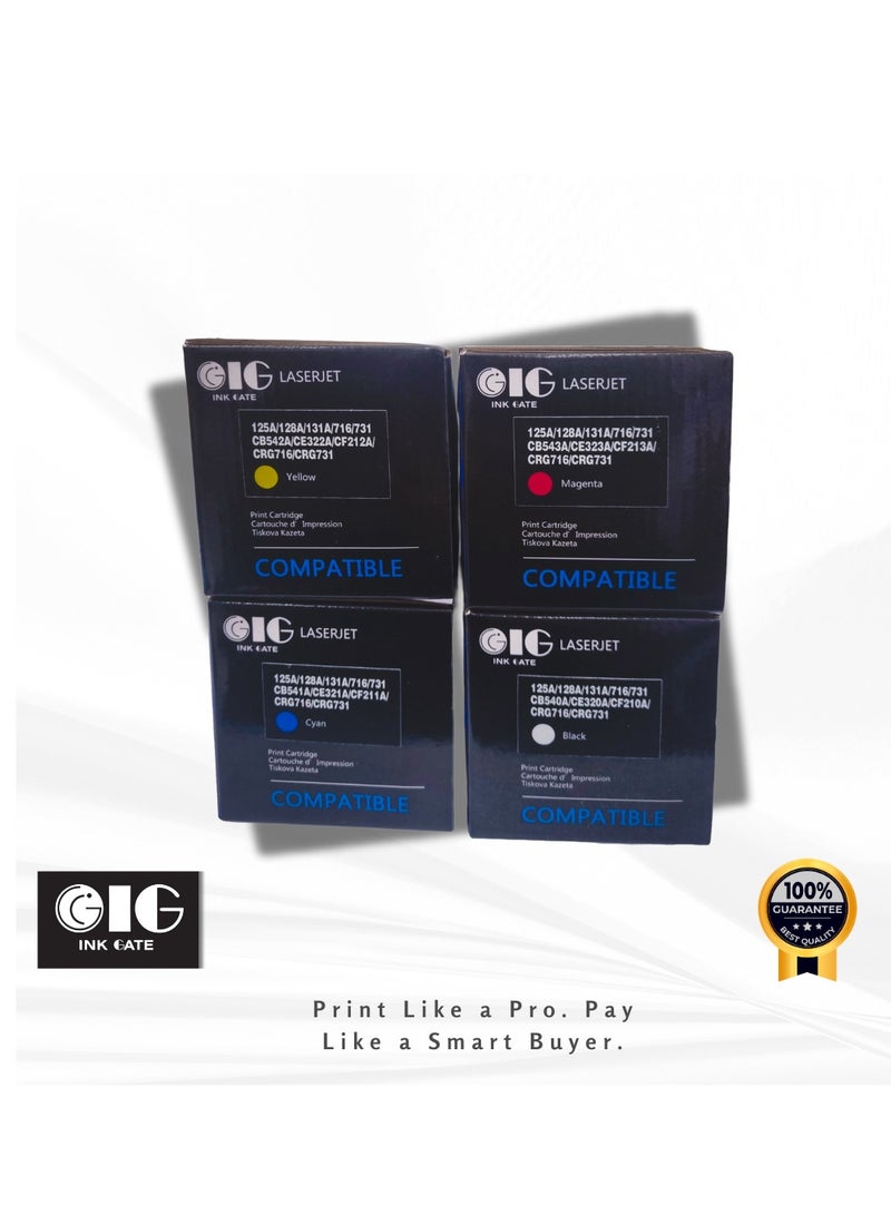 IG Compatible Toner Cartridge Set – 4 Colors – Replaces HP 125A / 128A / 131A – Black 2400 Pages, Color 1400 Pages – For HP Color LaserJet Series Printers - Image 4