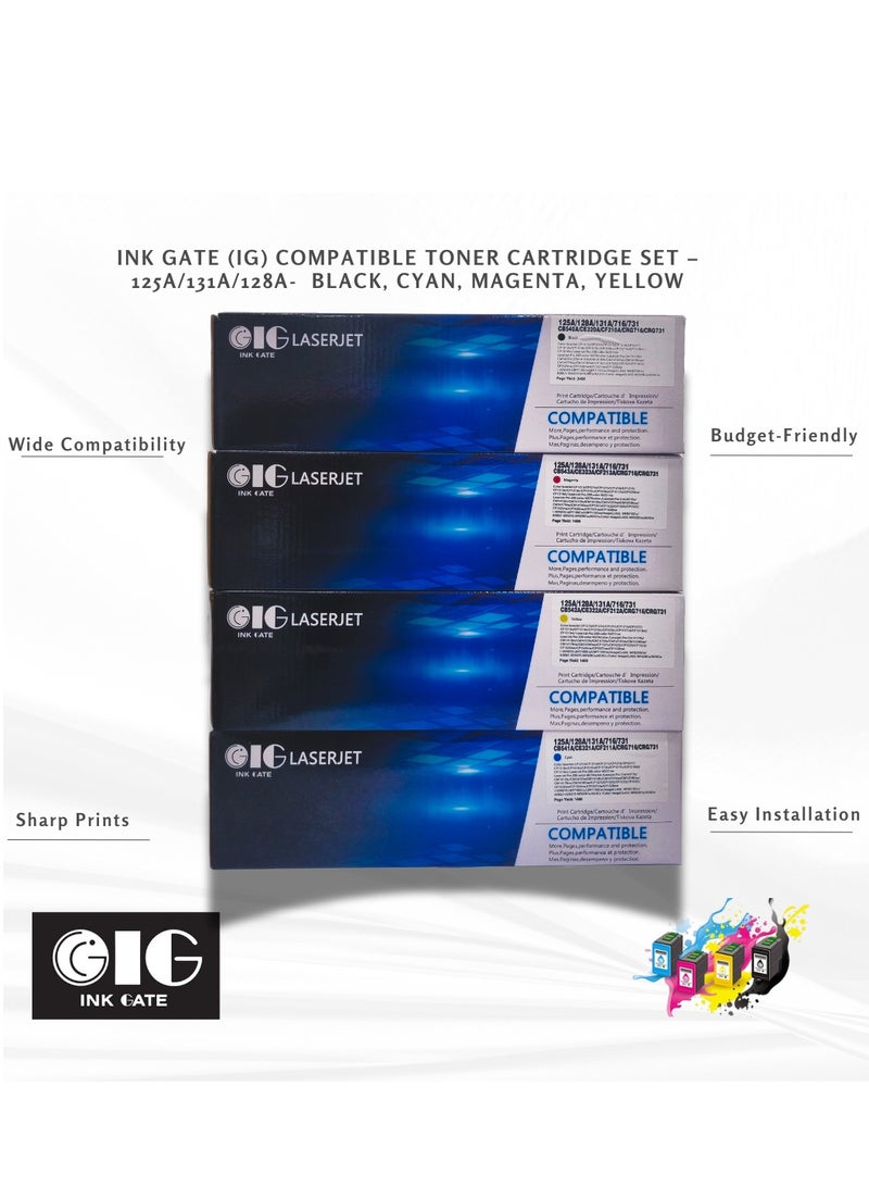 IG Compatible Toner Cartridge Set – 4 Colors – Replaces HP 125A / 128A / 131A – Black 2400 Pages, Color 1400 Pages – For HP Color LaserJet Series Printers - Image 2