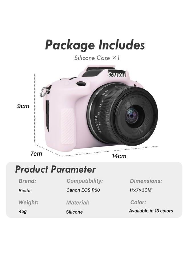 Rieibi Eos R50 Case, Soft Silicone Protective Case For Canon Eosr50 Camera, Lightweight Camera - Light Pink - Image 2