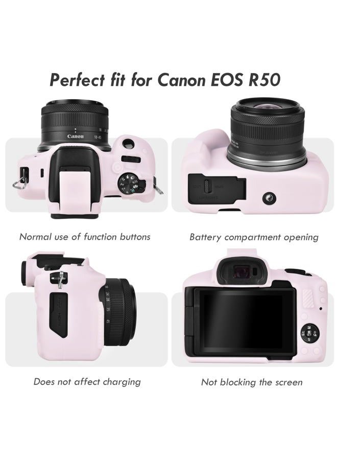 Rieibi Eos R50 Case, Soft Silicone Protective Case For Canon Eosr50 Camera, Lightweight Camera - Light Pink - Image 3