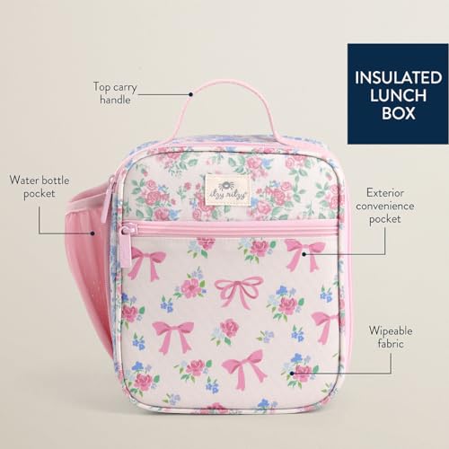Itzy Ritzy Toddler Lunch Box Kids Lunch Bag is Insulated and Includes Water Bottle Holder Plus 2 Pockets Durable Easy to Clean Lunch Box Toddler Bag Ribbons Roses - Image 3