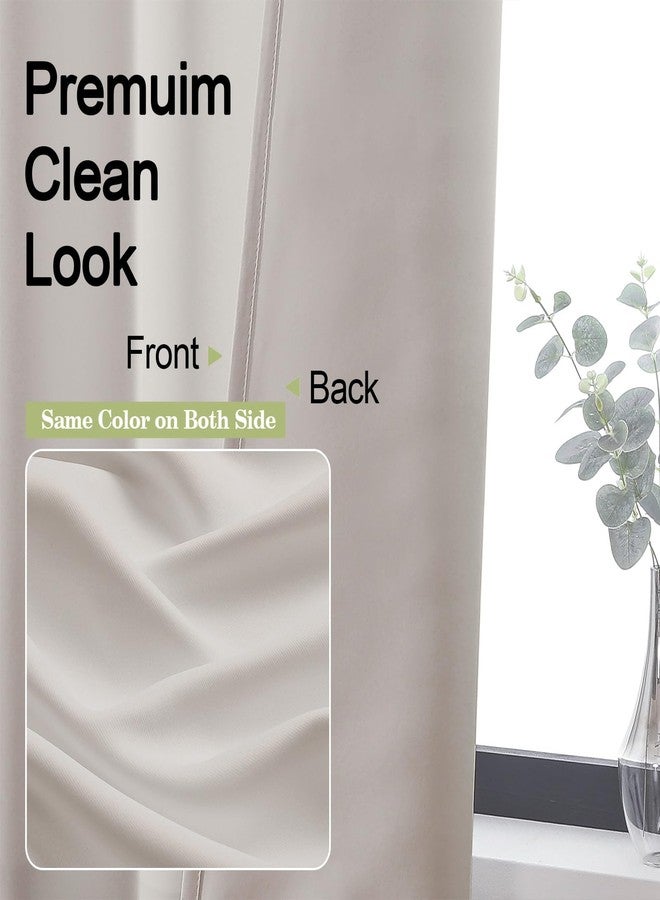 OWENIE Sally Natural Blackout Curtains for Bedroom 63 Inch Length 2 Panels Set, Solid Thermal Insulated Room Darkening Rod Pocket Window Treatment Curtains Blackout Drapes, W40 x L63 Inch - Image 2