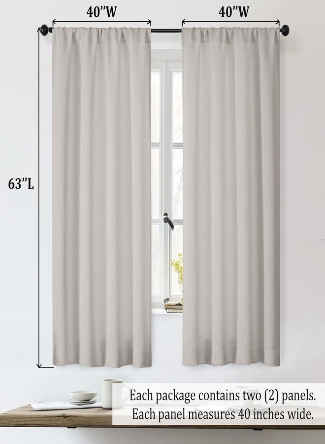 OWENIE Sally Natural Blackout Curtains for Bedroom 63 Inch Length 2 Panels Set, Solid Thermal Insulated Room Darkening Rod Pocket Window Treatment Curtains Blackout Drapes, W40 x L63 Inch - Image 5