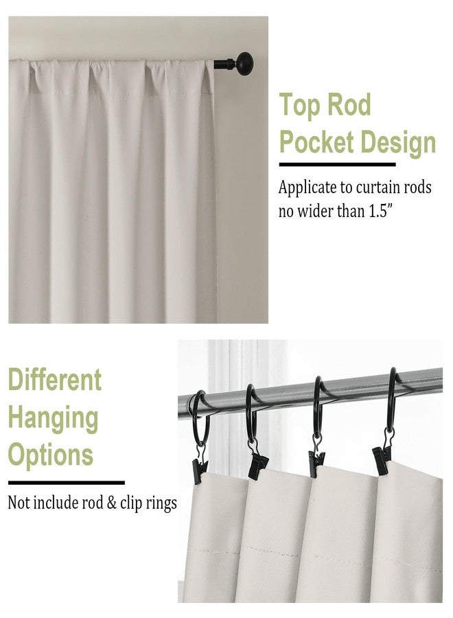 OWENIE Sally Natural Blackout Curtains for Bedroom 63 Inch Length 2 Panels Set, Solid Thermal Insulated Room Darkening Rod Pocket Window Treatment Curtains Blackout Drapes, W40 x L63 Inch - Image 4