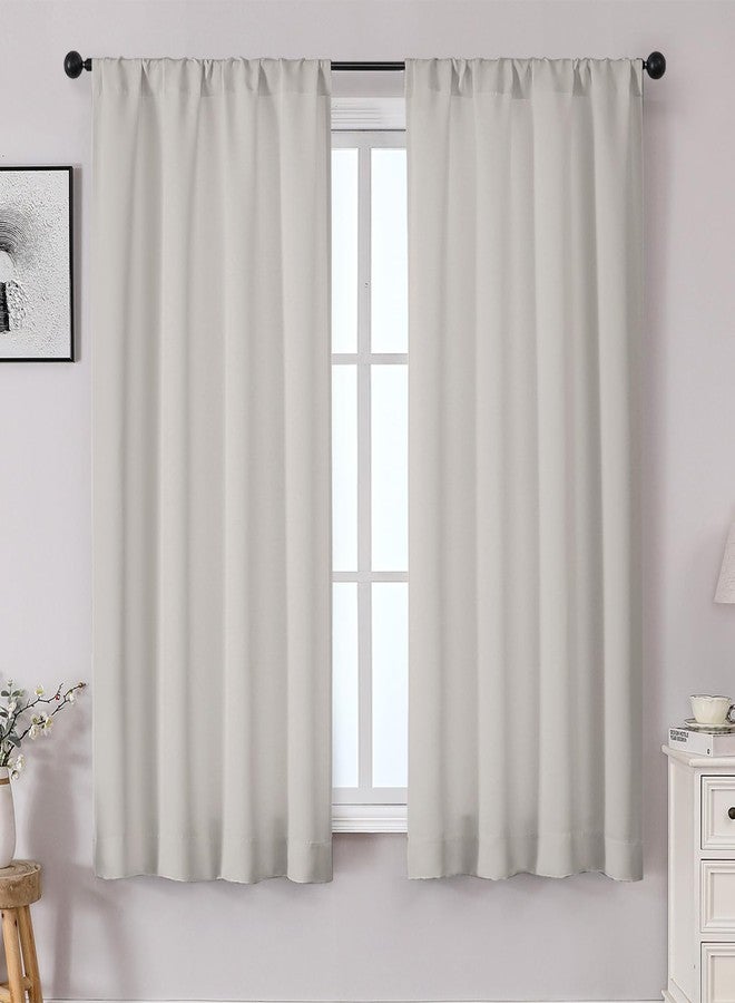 OWENIE Sally Natural Blackout Curtains for Bedroom 63 Inch Length 2 Panels Set, Solid Thermal Insulated Room Darkening Rod Pocket Window Treatment Curtains Blackout Drapes, W40 x L63 Inch - Image 1