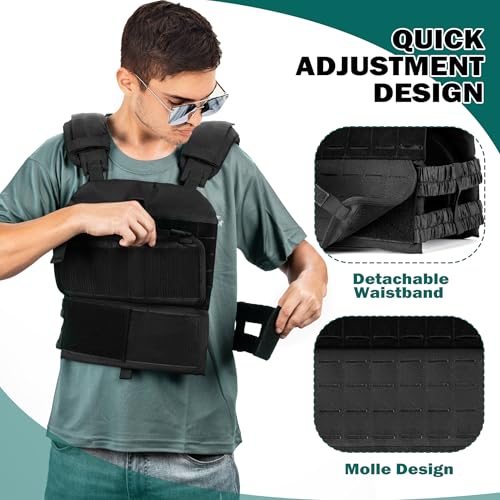 LEKÄRO Adjustable Weighted Vest for Men Women – Tactical Vest for Rucking, HIIT & CrossFit, Fits 10x12 Plates, 600D Breathable Weight Vest & Exercise Vest for Strength Training, Weights Not Included - Image 3