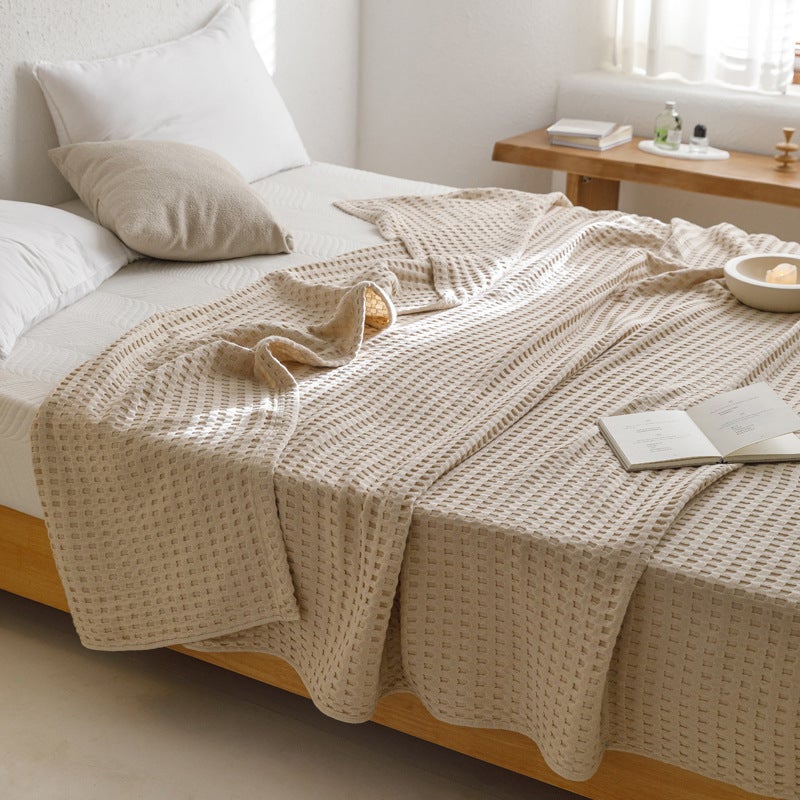 Waffle Cotton Gauze Towel Quilt Air Conditioning Summer Quilt Solid Color Simple Thin Summer Quilt Dormitory Single Double Quilt - Image 3